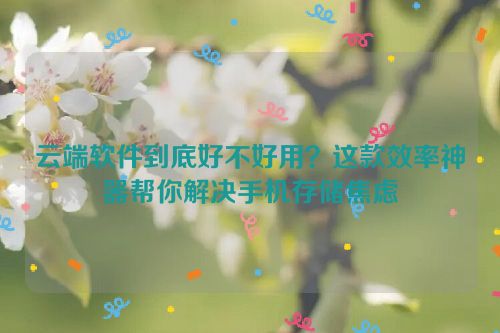 云端软件到底好不好用？这款效率神器帮你解决手机存储焦虑